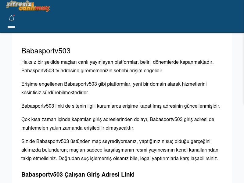 Babasportv503 Canlı Maç - Şifresiz canlı maç izle - Ekran Görüntüsü