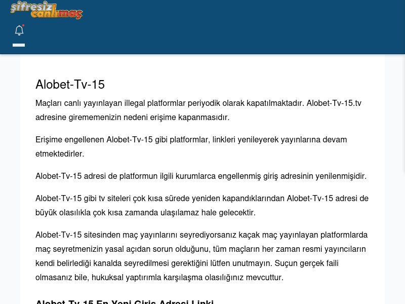 Alobet-Tv-15 Canlı Maç İzle - Şifresiz canlı maç izle - Ekran Görüntüsü