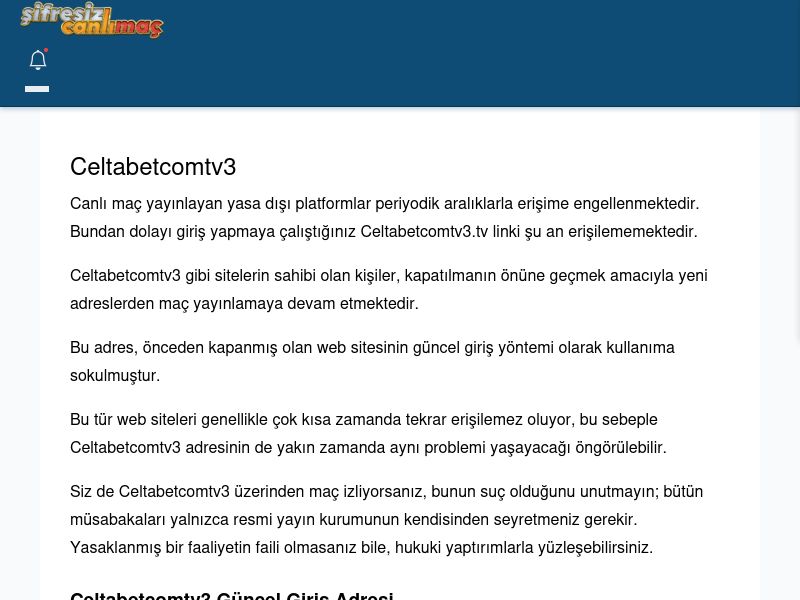 Celtabetcomtv3 Maç İzle - Şifresiz canlı maç izle - Ekran Görüntüsü