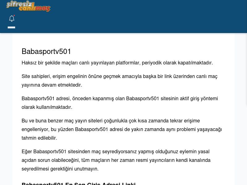 Babasportv501 Maç İzle - Şifresiz canlı maç izle - Ekran Görüntüsü