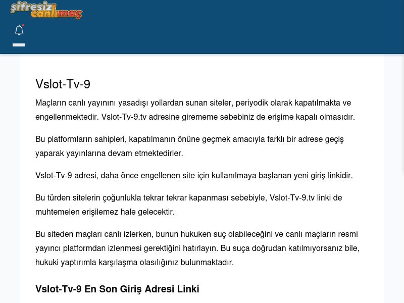 Vslot-Tv-9 Canlı Maç İzle - Şifresiz canlı maç izle - Ekran Görüntüsü
