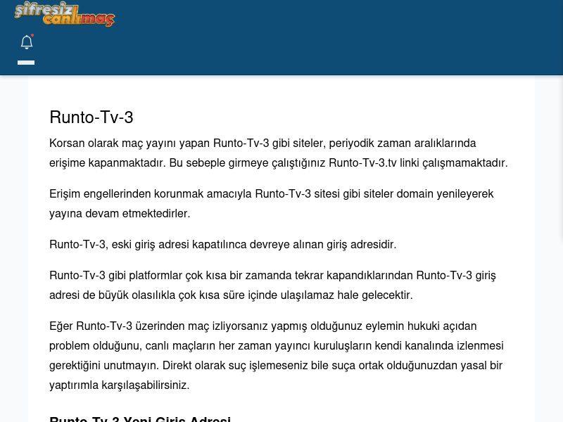 Runto-Tv-3 Canlı Maç - Şifresiz canlı maç izle - Ekran Görüntüsü