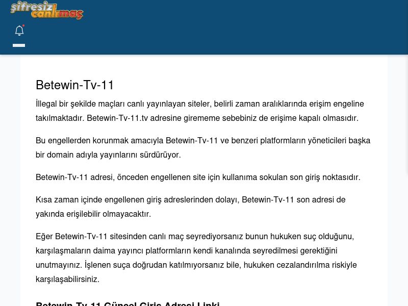 Betewin-Tv-11 Giriş Linki - Şifresiz canlı maç izle - Ekran Görüntüsü