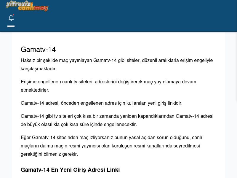Gamatv-14 Canlı Maç - Şifresiz canlı maç izle - Ekran Görüntüsü