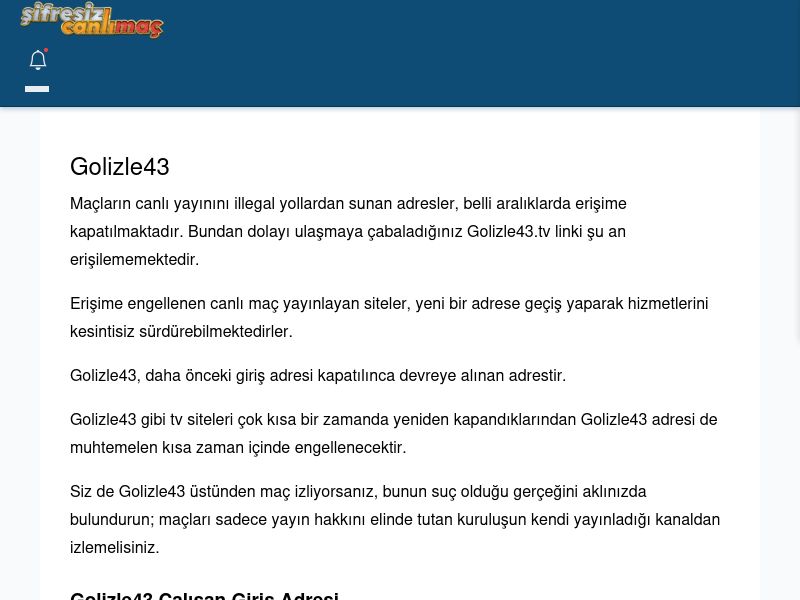 Golizle43 Canlı Maç İzle - Şifresiz canlı maç izle - Ekran Görüntüsü