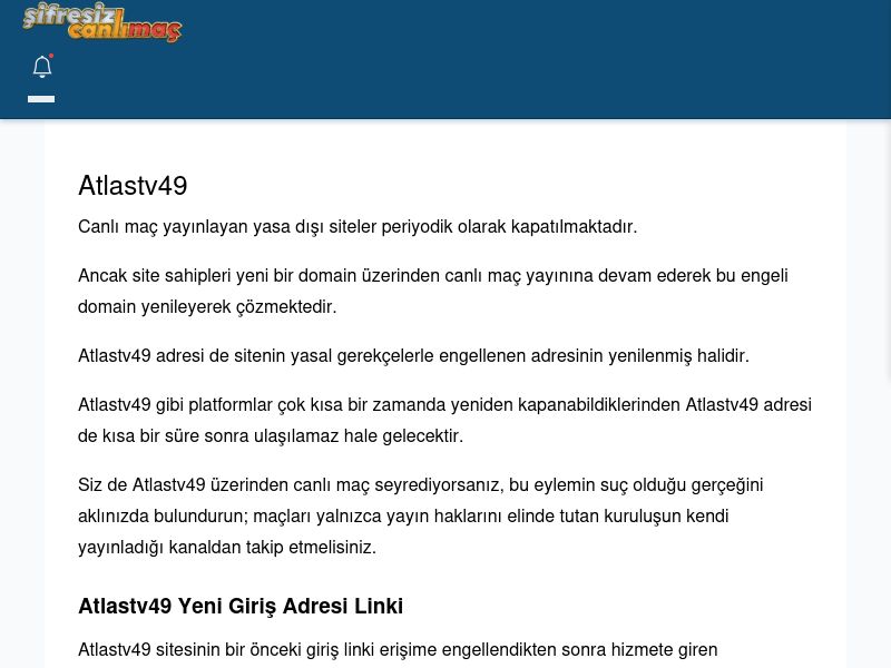 Atlastv49 Giriş Linki - Şifresiz canlı maç izle - Ekran Görüntüsü