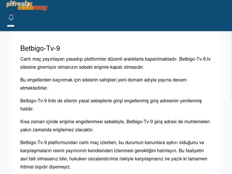 Betbigo-Tv-9 Giriş Linki - Şifresiz canlı maç izle - Ekran Görüntüsü