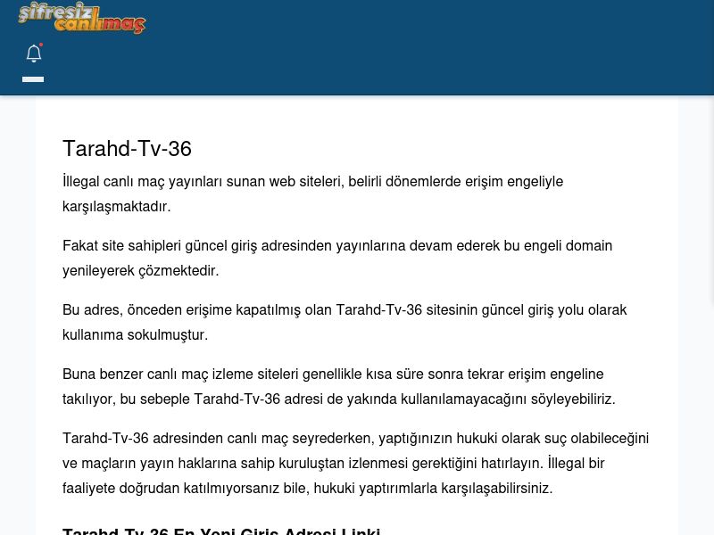 Tarahd-Tv-36 Canlı Maç - Şifresiz canlı maç izle - Ekran Görüntüsü