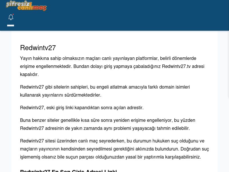 Redwintv27 Canlı Maç - Şifresiz canlı maç izle - Ekran Görüntüsü