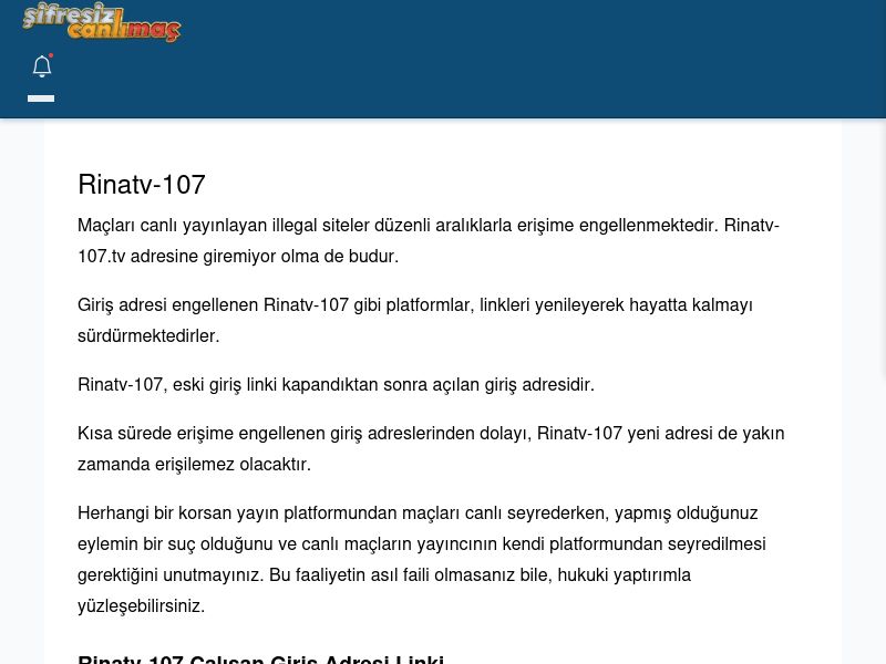 Rinatv-107 Maç İzle - Şifresiz canlı maç izle - Ekran Görüntüsü