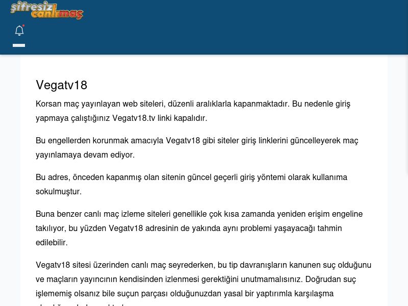 Vegatv18 Canlı Maç İzle - Şifresiz canlı maç izle - Ekran Görüntüsü