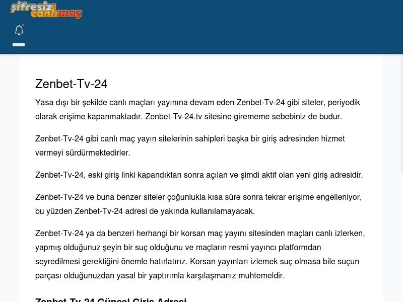 Zenbet-Tv-24 Güncel Giriş - Şifresiz canlı maç izle - Ekran Görüntüsü