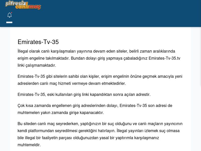 Emirates-Tv-35 Maç İzle - Şifresiz canlı maç izle - Ekran Görüntüsü