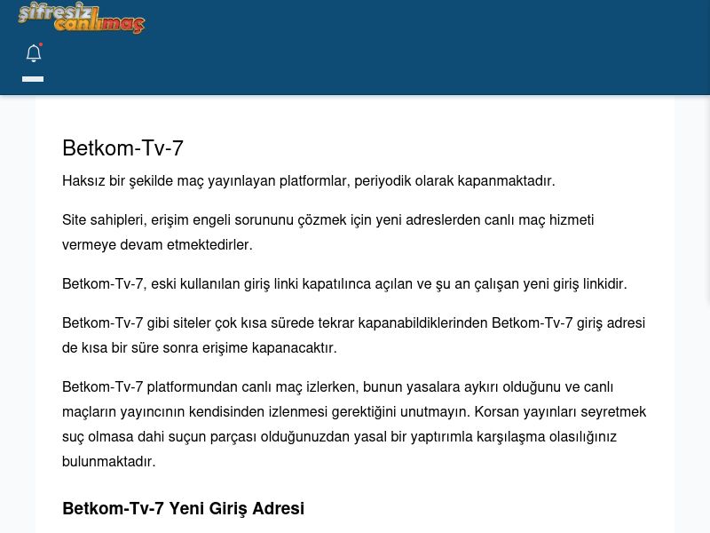 Betkom-Tv-7 Canlı Maç İzle - Şifresiz canlı maç izle - Ekran Görüntüsü