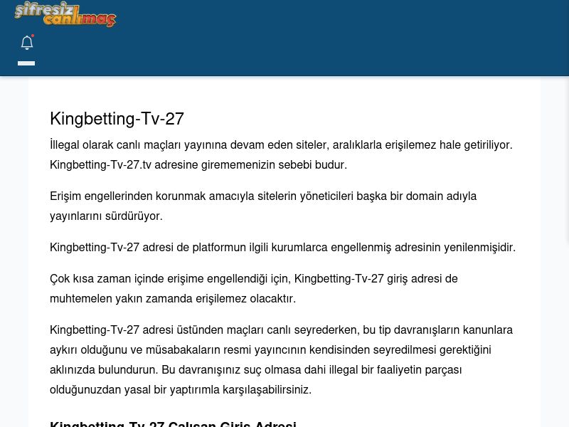 Kingbetting-Tv-27 Güncel Giriş - Şifresiz canlı maç izle - Ekran Görüntüsü