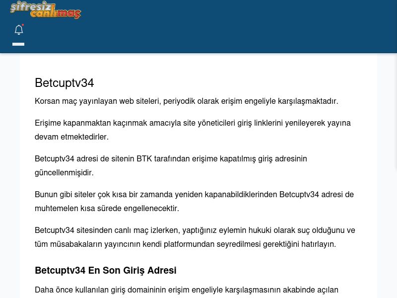 Betcuptv34 Canlı Maç İzle - Şifresiz canlı maç izle - Ekran Görüntüsü