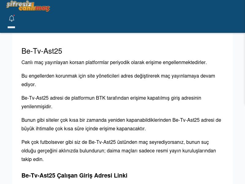Be-Tv-Ast25 Maç İzle - Şifresiz canlı maç izle - Ekran Görüntüsü