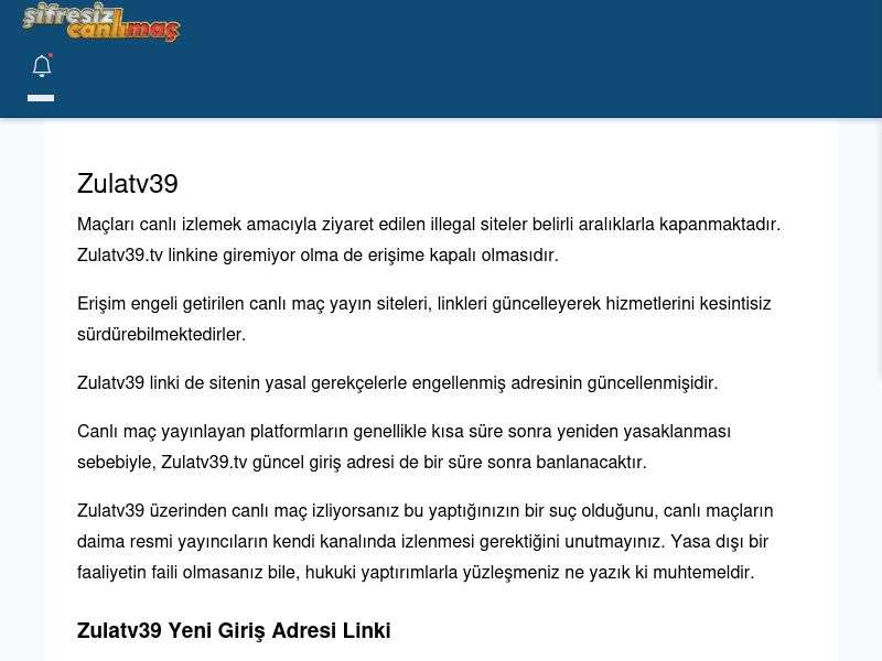 Zulatv39 Canlı Maç İzle - Şifresiz canlı maç izle - Ekran Görüntüsü