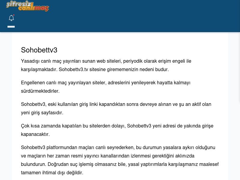 Sohobettv3 Güncel Giriş - Şifresiz canlı maç izle - Ekran Görüntüsü
