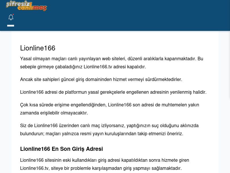 Lionline166 Canlı Maç - Şifresiz canlı maç izle - Ekran Görüntüsü