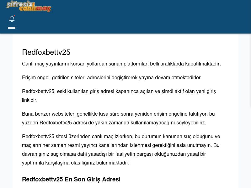 Redfoxbettv25 Canlı Maç - Şifresiz canlı maç izle - Ekran Görüntüsü