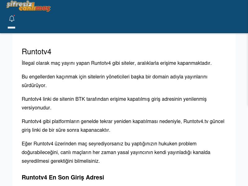 Runtotv4 Güncel Giriş - Şifresiz canlı maç izle - Ekran Görüntüsü