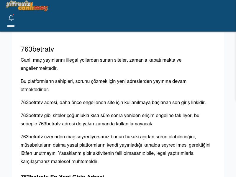 763betratv Maç İzle - Şifresiz canlı maç izle - Ekran Görüntüsü