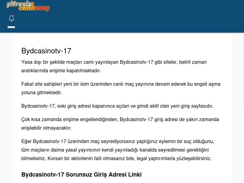Bydcasinotv-17 Giriş Linki - Şifresiz canlı maç izle - Ekran Görüntüsü