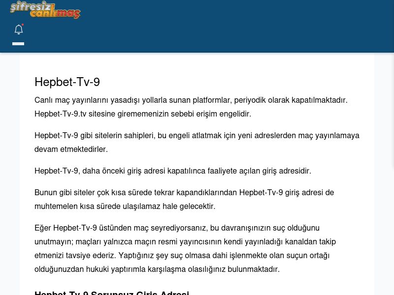 Hepbet-Tv-9 Canlı Maç - Şifresiz canlı maç izle - Ekran Görüntüsü