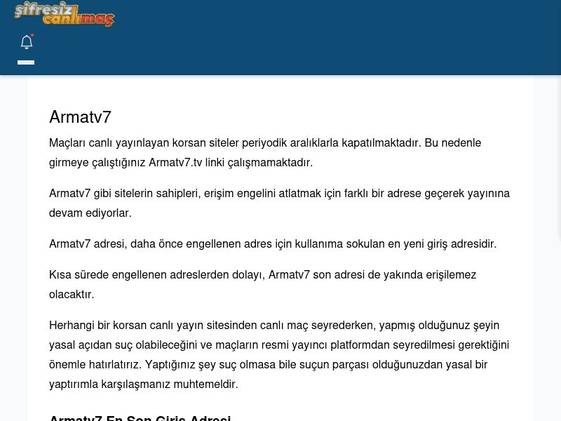 Armatv7 Güncel Giriş - Şifresiz canlı maç izle - Ekran Görüntüsü