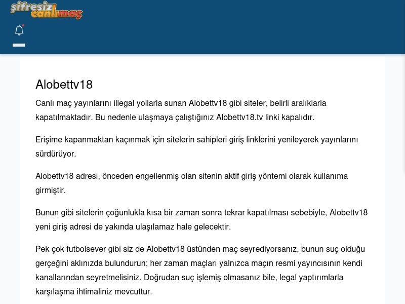 Alobettv18 Canlı Maç İzle - Şifresiz canlı maç izle - Ekran Görüntüsü