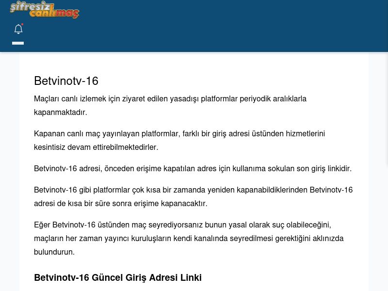 Betvinotv-16 Maç İzle - Şifresiz canlı maç izle - Ekran Görüntüsü