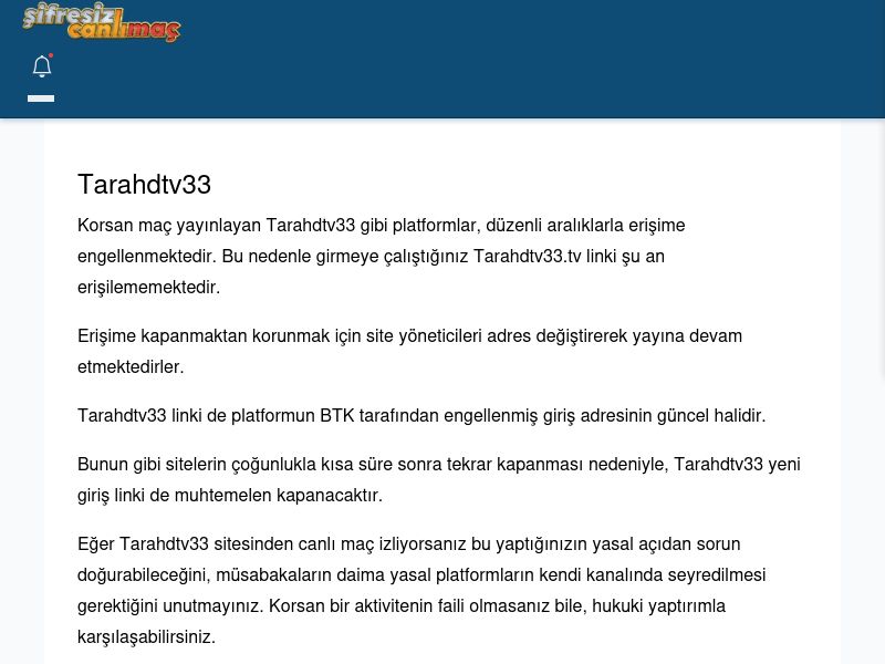 Tarahdtv33 Maç İzle - Şifresiz canlı maç izle - Ekran Görüntüsü