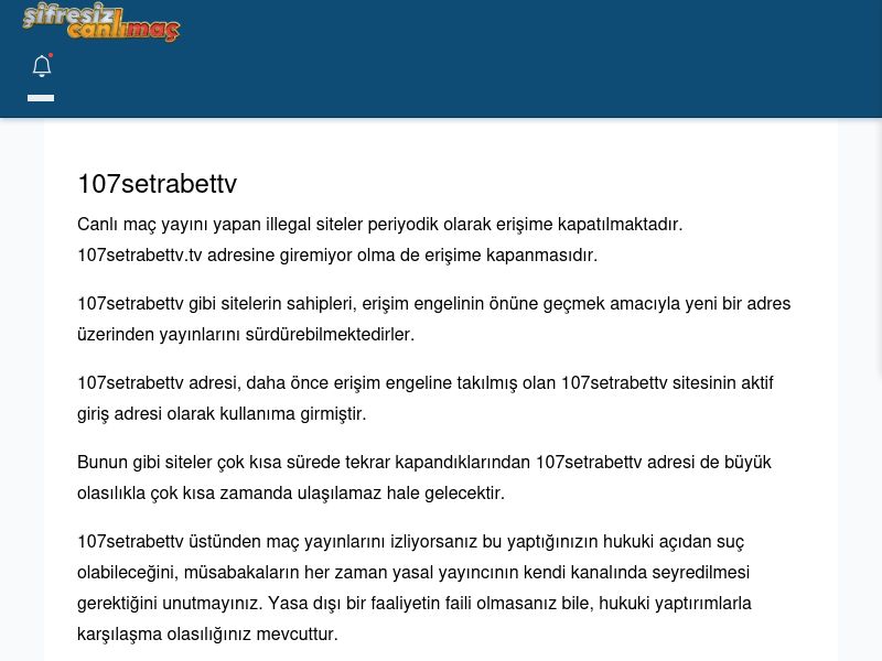 107setrabettv Giriş Linki - Şifresiz canlı maç izle - Ekran Görüntüsü
