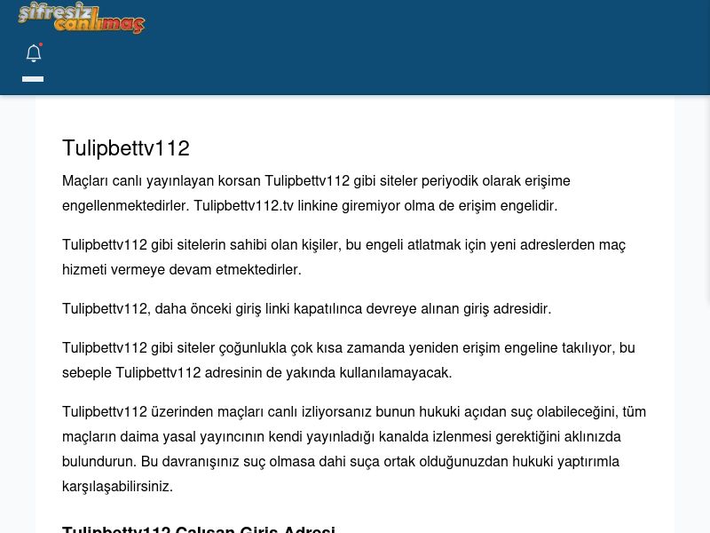 Tulipbettv112 Giriş Linki - Şifresiz canlı maç izle - Ekran Görüntüsü