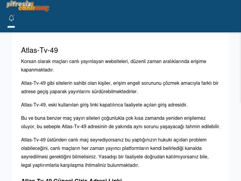 Atlas-Tv-49 Güncel Giriş - Şifresiz canlı maç izle - Ekran Görüntüsü