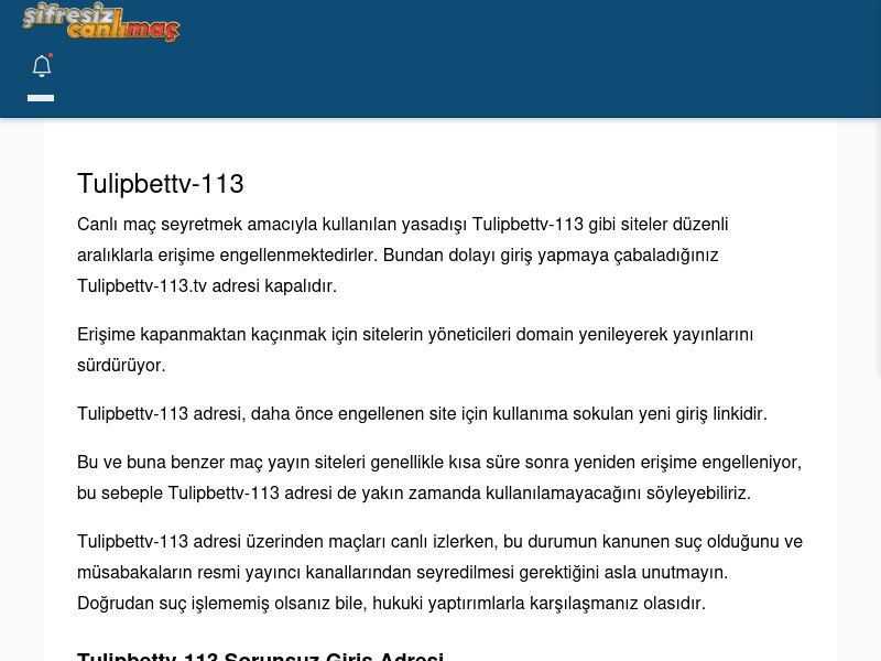 Tulipbettv-113 Canlı Maç İzle - Şifresiz canlı maç izle - Ekran Görüntüsü