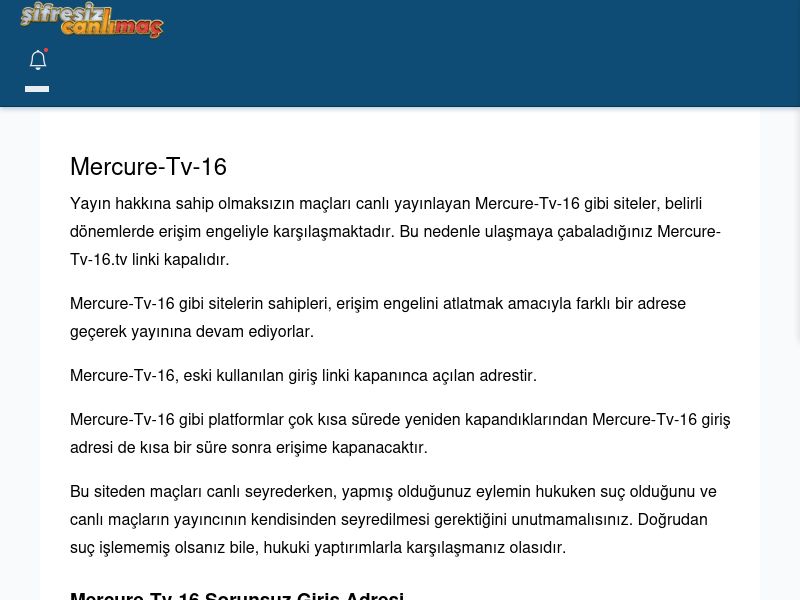 Mercure-Tv-16 Maç İzle - Şifresiz canlı maç izle - Ekran Görüntüsü