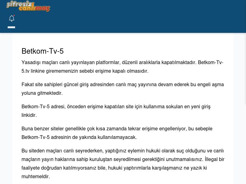 Betkom-Tv-5 Maç İzle - Şifresiz canlı maç izle - Ekran Görüntüsü