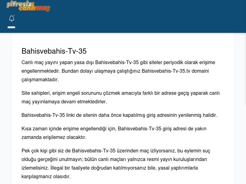Bahisvebahis-Tv-35 Canlı Maç - Şifresiz canlı maç izle - Ekran Görüntüsü