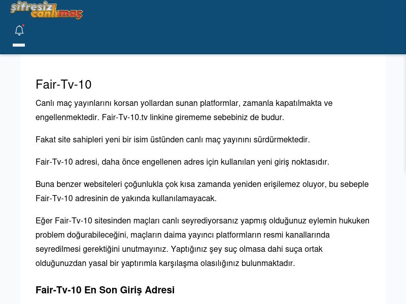 Fair-Tv-10 Canlı Maç İzle - Şifresiz canlı maç izle - Ekran Görüntüsü