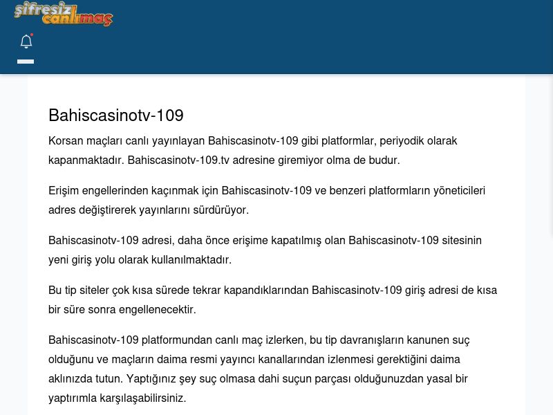 Bahiscasinotv-109 Güncel Giriş - Şifresiz canlı maç izle - Ekran Görüntüsü