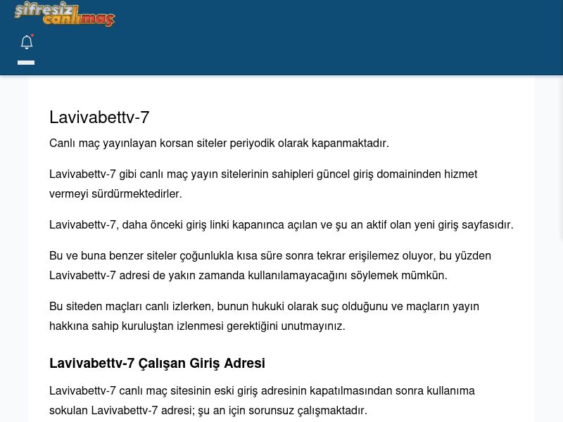 Lavivabettv-7 Güncel Giriş - Şifresiz canlı maç izle - Ekran Görüntüsü