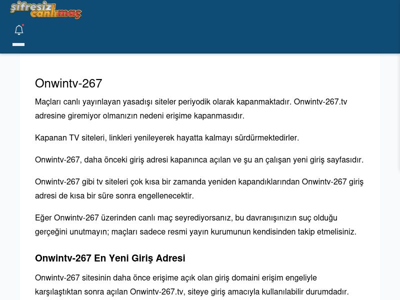 Onwintv-267 Maç İzle - Şifresiz canlı maç izle - Ekran Görüntüsü