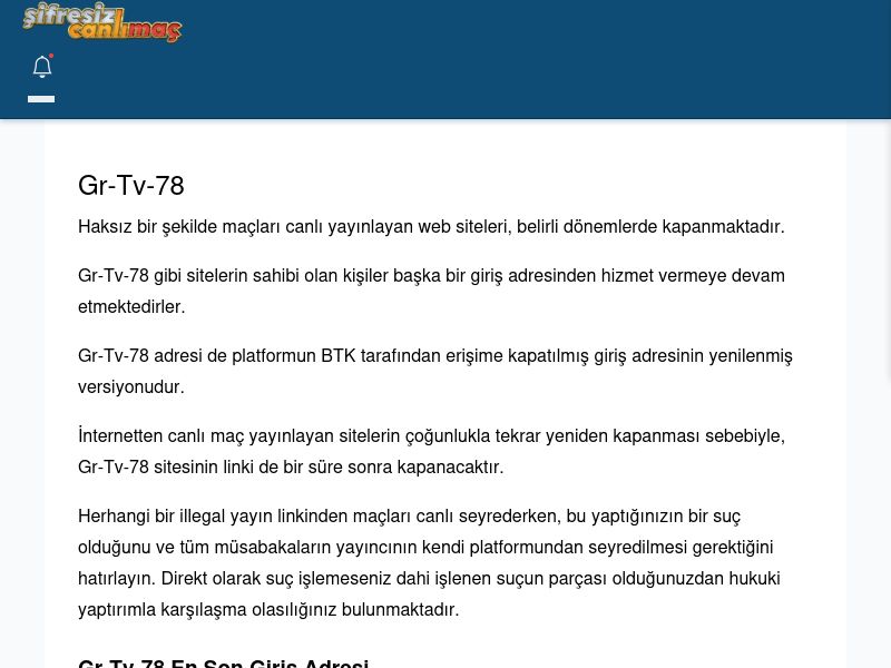 Gr-Tv-78 Canlı Maç - Şifresiz canlı maç izle - Ekran Görüntüsü