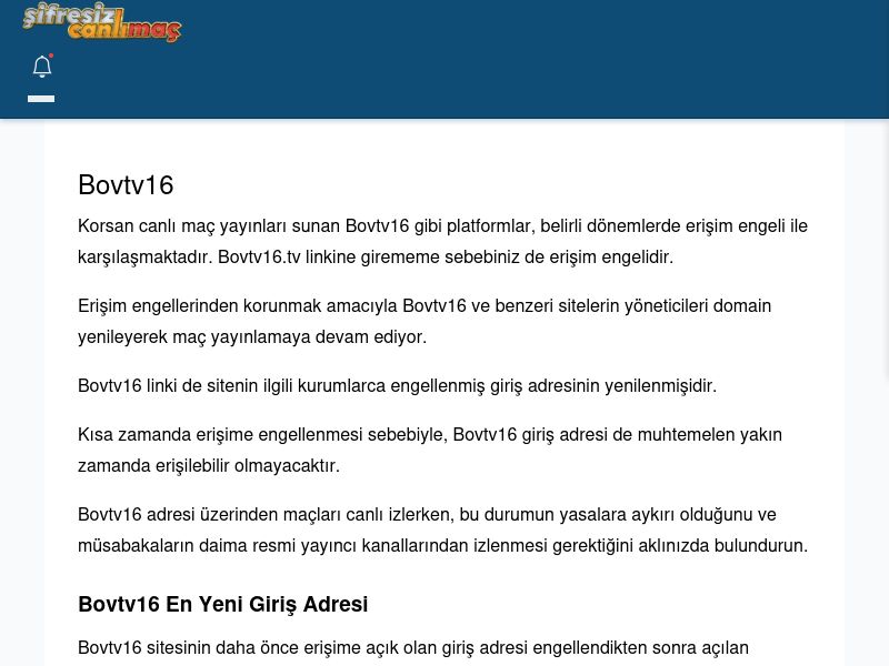 Bovtv16 Canlı Maç İzle - Şifresiz canlı maç izle - Ekran Görüntüsü