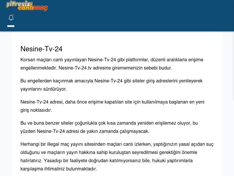 Nesine-Tv-24 Canlı Maç - Şifresiz canlı maç izle - Ekran Görüntüsü