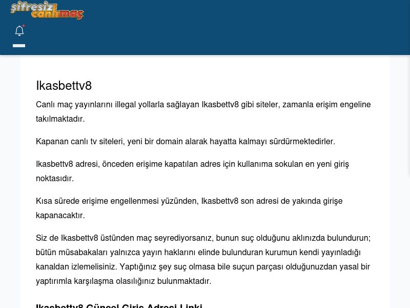 Ikasbettv8 Canlı Maç - Şifresiz canlı maç izle - Ekran Görüntüsü