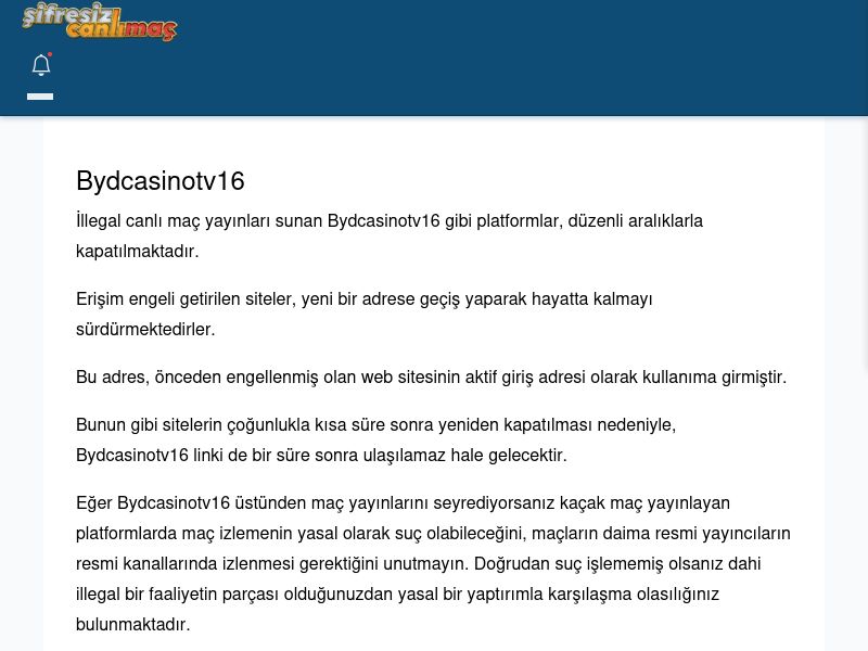 Bydcasinotv16 Canlı Maç İzle - Şifresiz canlı maç izle - Ekran Görüntüsü