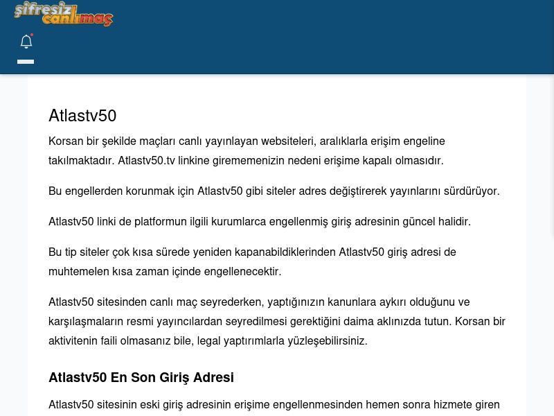 Atlastv50 Maç İzle - Şifresiz canlı maç izle - Ekran Görüntüsü